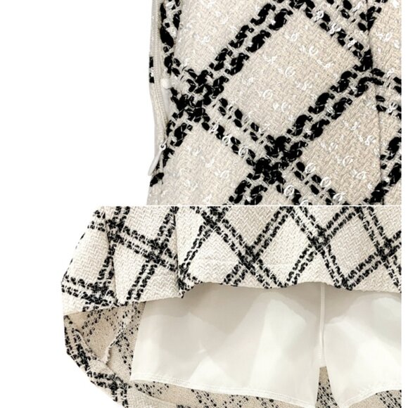 Diamond check pattern tweed flare mini skirt - Picture 3 of 6